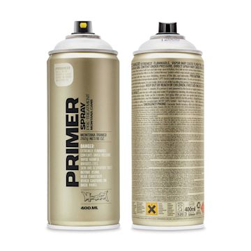Open in modal - Montana Primer Spray - for use on Plastic, Front and back of spray can shown 