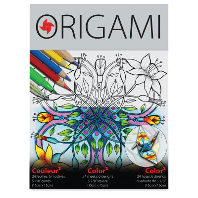 Yasutomo Color2 Coloring Origami Paper - Original Artists Designs, 24 Sheets  5-7/8" × 5-7/8"