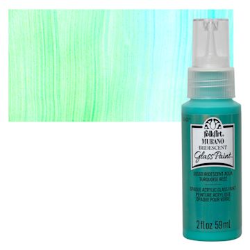 Open in modal - FolkArt Murano Glass Paint - Iridescent Aqua, 2 oz bottle and swatch