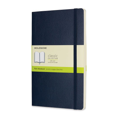 Moleskine Classic Soft Cover Notebook - Sapphire Blue, Blank, 8-1/4" x 5"