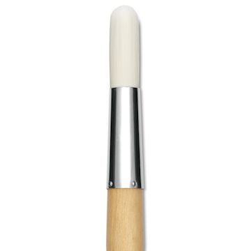 Open in modal - Silver Brush Silver Jumbo Stiff White Synthetic Brush - Round, Mid-Handle, Size 40, close-up