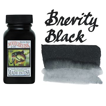 Open in modal - Noodler's Ink Fountain Pen Ink - Brevity Black, swatch and bottle