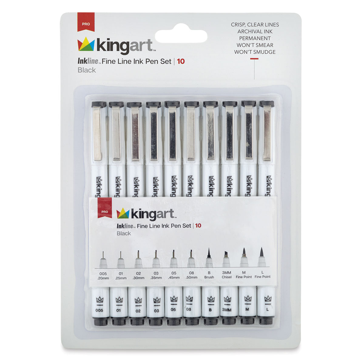 Kingart Inkline Fine Line Pen Set 6/Pkg - Black