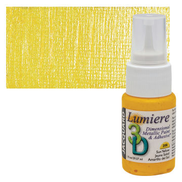 Jacquard Lumiere 3D Dimensional Metallic Paint and Adhesive - Sun Yellow, 1 oz bottle