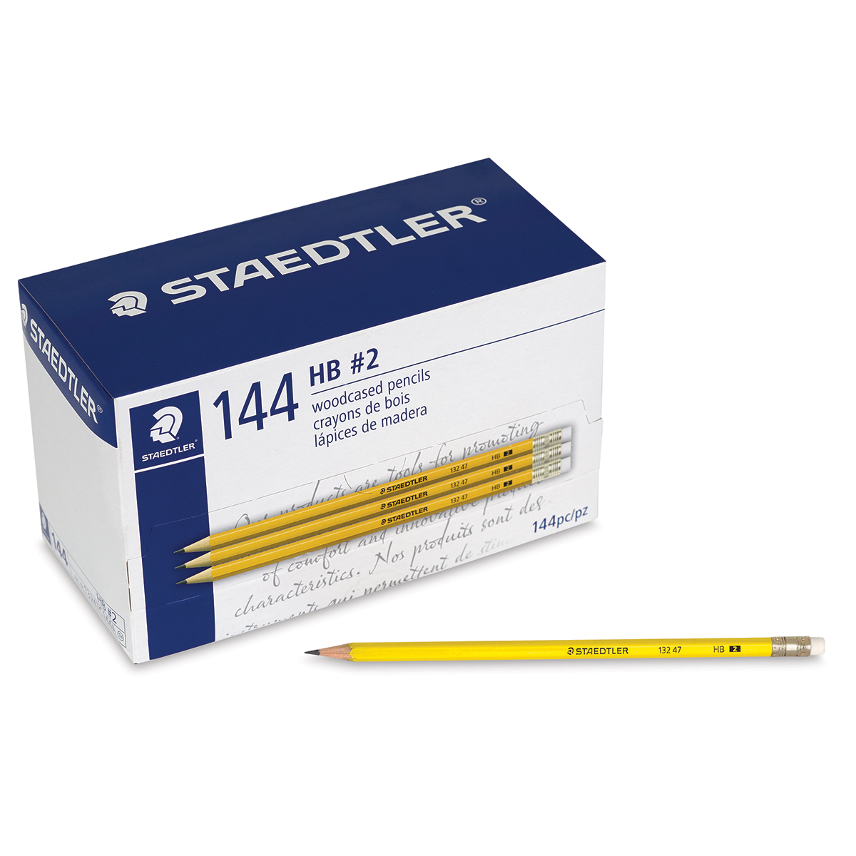 Staedtler Yellow Pencil with Eraser Tip 2B (Pack of 12)