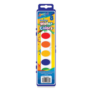 Liqui-Mark Washable Watercolor Sets - Front of package of 8 assorted colors with brush