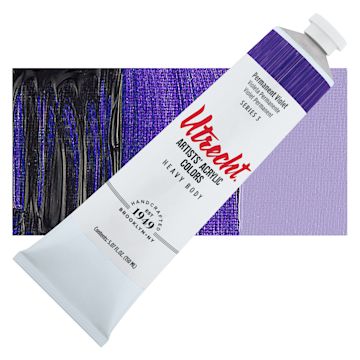 Open in modal - Utrecht Artists' Acrylic Paint - Permanent Violet, 5 oz tube and swatch