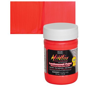 Open in modal - Wildfire Luminescent Fluorescent Acrylic Paint - Bright Red, 6 oz and swatch