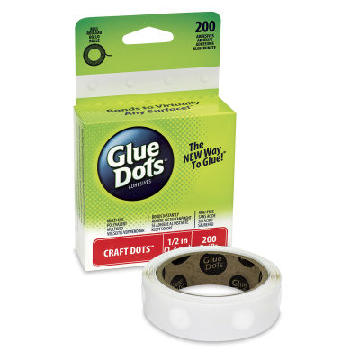 Glue Dots Craft Glue Dots - Front of Package of 200 with roll of dots in front