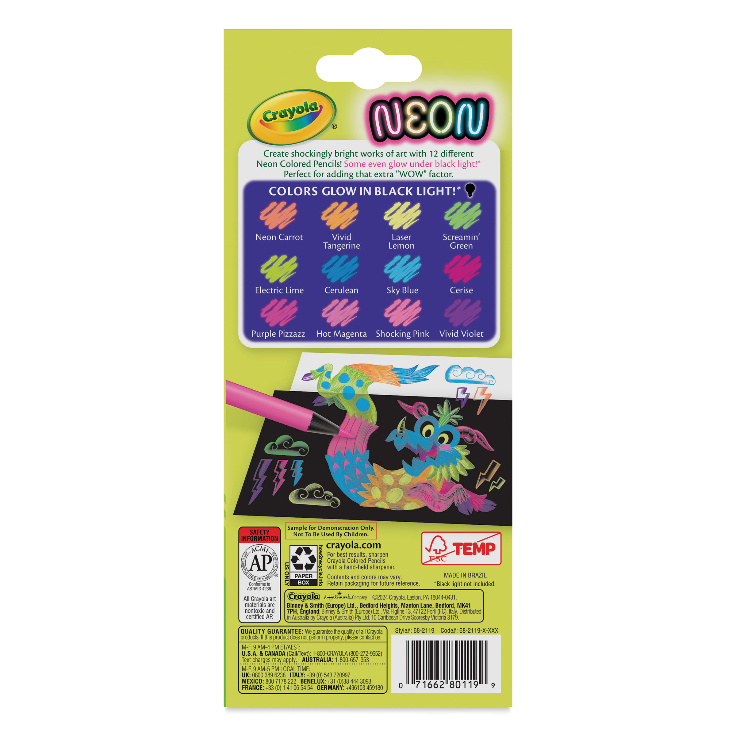 Crayola Colored Pencils - Neon Colors, Set of 12 | BLICK Art Materials