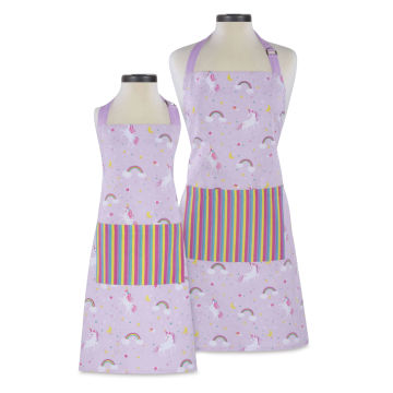 Handstand Kitchen Adult and Youth Apron Boxed Set - Rainbows and Unicorns (Aprons on mannequins)