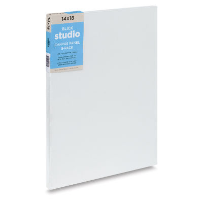 Blick Studio Cotton Canvas Panel - 14" x 18", Pkg of 5 (side view of package)