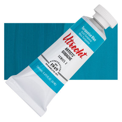 Utrecht Artists' Gouache - Turquoise Blue, 14 ml, Tube with Swatch