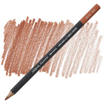 Open in modal - Caran D'Ache Museum Aquarelle Pencil - Terracotta pencil and swatch