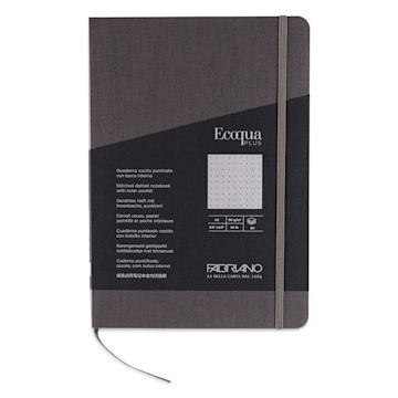 Open in modal - Fabriano EcoQua Plus Stitch-Bound Notebook - Grey, 5-4/5" x 8-1/4", Dot Grid, front cover