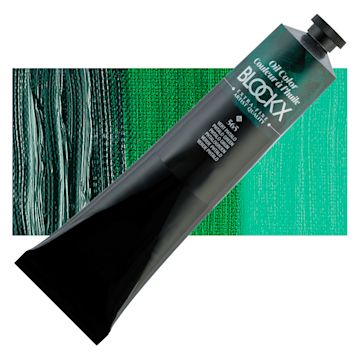 Open in modal - Blockx Artist Oil Color - Phthalo Green, 200 ml tube and swatch