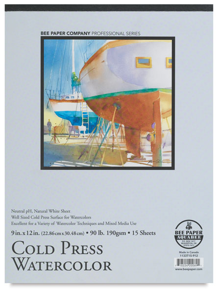 9-Inch by 12-Inch Bee Paper Cold Press 90 Pound Watercolor Paper Pad