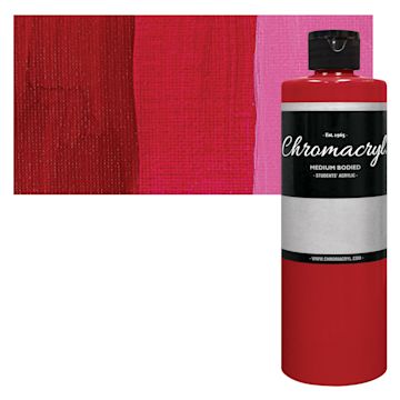 Open in modal - Chromacryl Students' Acrylic - Cool Red, 16 oz bottle and swatch