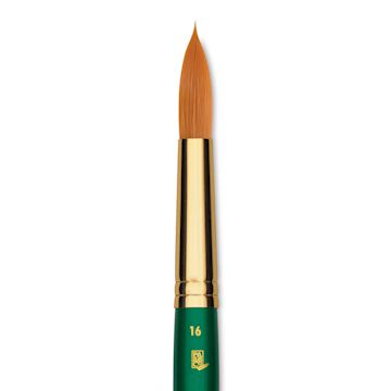 Open in modal - Princeton Good Synthetic Golden Taklon Brush - Round, Short Handle, Size 16 closeup