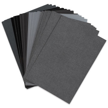 Sizzix Surfacez Opulent Cardstock - Charcoal, Package of 50 Sheets, 8"W x 11-1/2"L, 250 gsm (Out of packaging)