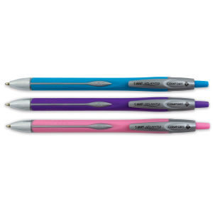 Bic Atlantis Original Retractable Ball Pens - Comfort, 1.2 mm Tip, Set of 3 Fashion Colors