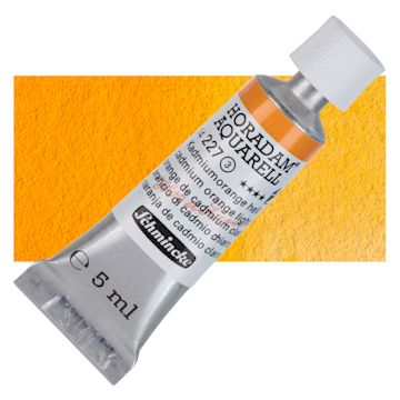 Open in modal - Schmincke Horadam Aquarell Artist Watercolor - Cadmium Orange Light, 5 ml tube and swatch