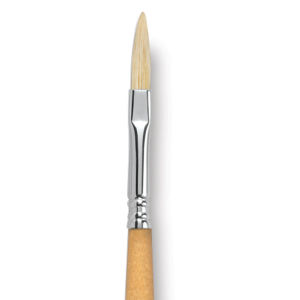 Escoda Clasico Chungking White Bristle Brush - Long Filbert, Long Handle, Size 8