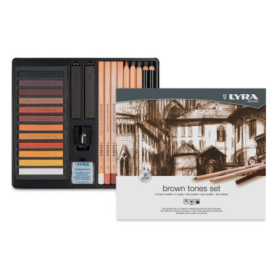 Lyra Brown Tones Sketching Set (contents in open tin with front packaging)