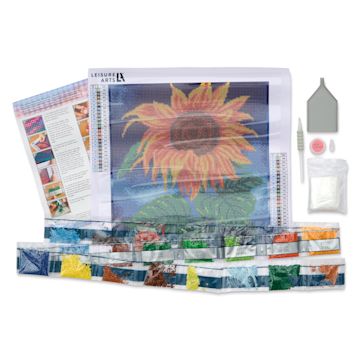 Open in modal - Leisure Arts Diamond Painting Kit - Sunflower, contents