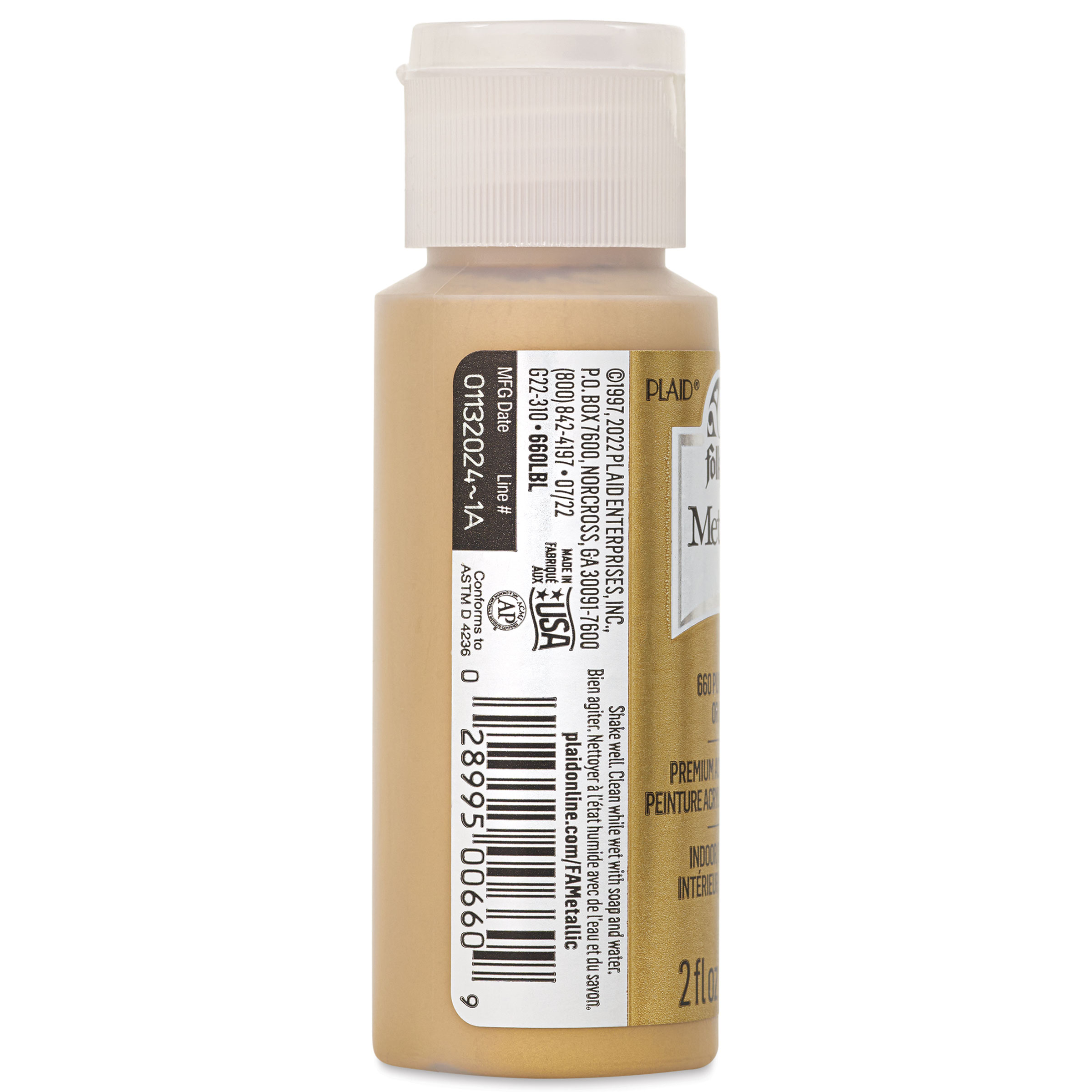 FolkArt Metallic Acrylic Paint - Pure Gold, 59 ml | BLICK Art