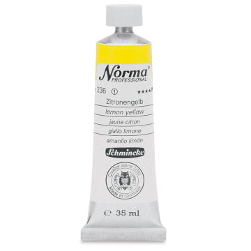 Schmincke Norma Professional Oil Paint - Upright 35 ml tube of Lemon Yellow