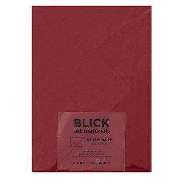 Open in modal - Blick Cards and Envelopes - A7 Envelope, Red, 5-1/4" x 7-1/4", Pkg of 10, front of packaging