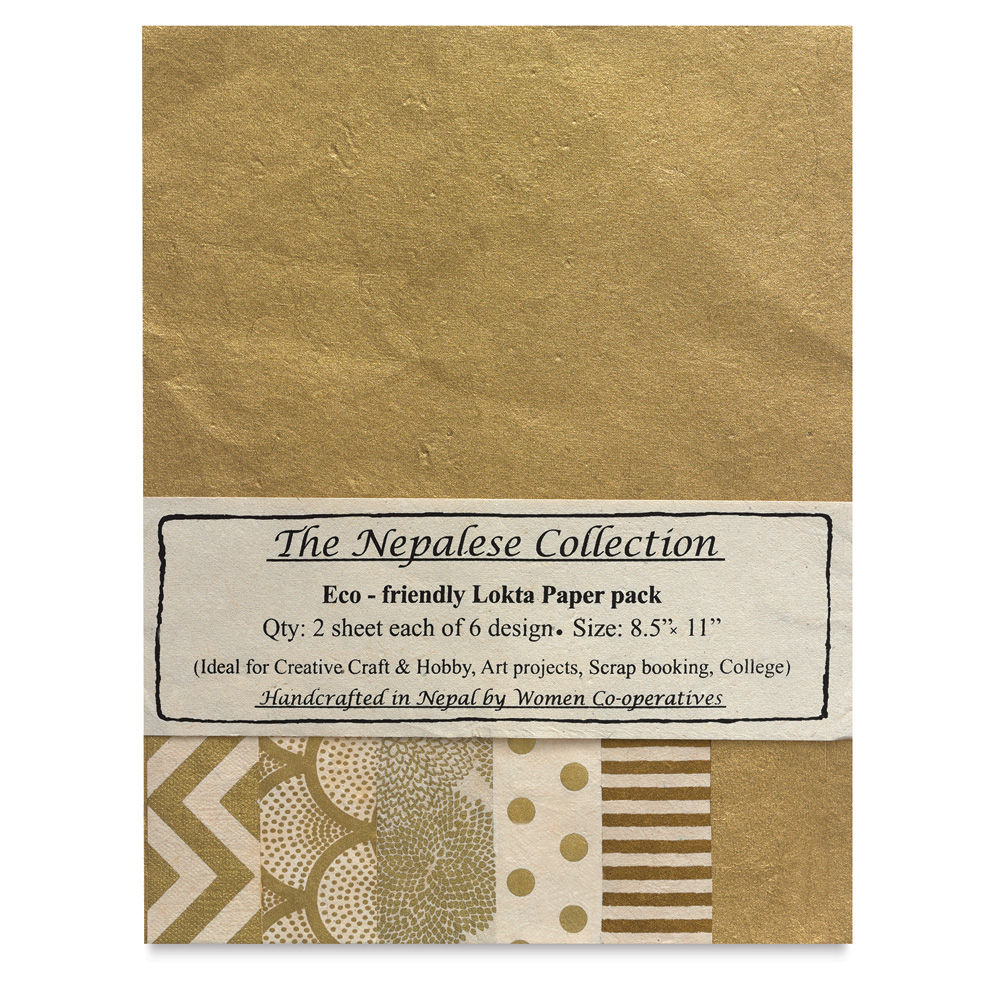 Lokta Papers - Gold/Cream, 12 Sheets