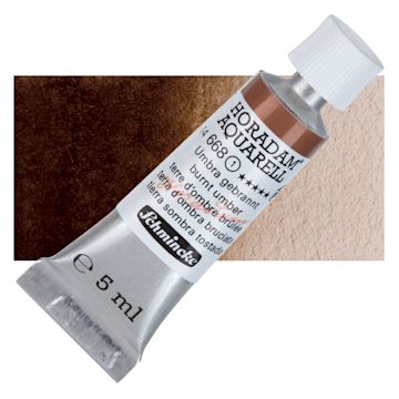 Open in modal - Schmincke Horadam Aquarell Artist Watercolor - Burnt Umber, 5 ml tube and swatch