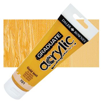 Open in modal - Daler-Rowney Graduate Acrylic Paint - Gold Imitation, 120 ml tube and swatch