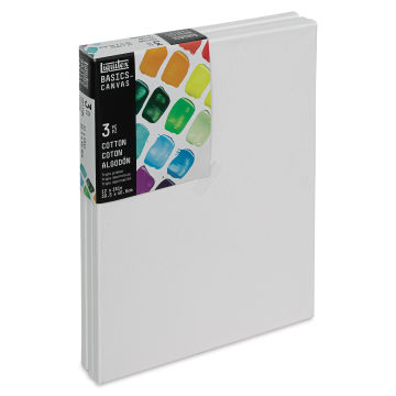 Liquitex Basics Stretched Cotton Canvas Pack - 12" x 16", Pkg of 3 (At an angle)