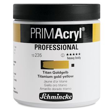 Open in modal - Schmincke Primacryl Professional Acrylic Paint - Titanium Gold Yellow, 237 ml Jar