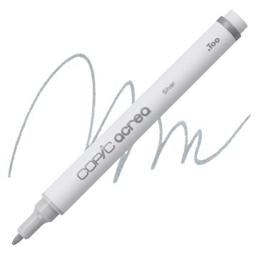Open in modal - Copic Acrea Paint Marker - Silver 006, marker and swatch