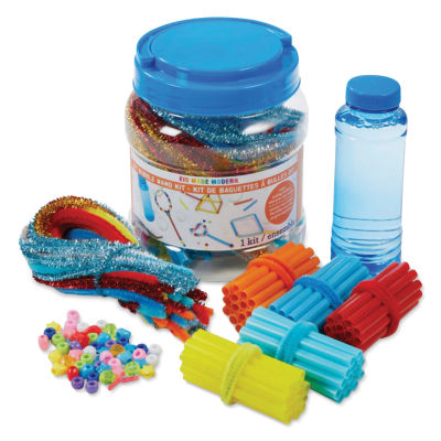 Kid Made Modern DIY Bubble Wand Kit (Contents displayed in front of jar)
