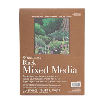 Open in modal - Strathmore 400 Series Black Mixed Media Pad - 9" x 12, 15 Sheets
