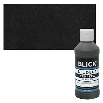 Open in modal - Blick Original Formula Student Tempera Paint - Black, 8 oz bottle and swatch