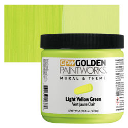 Golden Paintworks Mural and Theme Acrylic Paint - Light Yellow Green, 16 oz, Jar with swatch