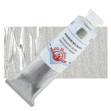 Open in modal - Old Holland New Masters Classic Acrylic Paint - Iridescent Silver, 60 ml tube and swatch