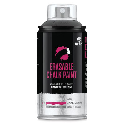 MTN Pro Erasable Chalk Spray Paint - Front of Uncapped Black Spray Can