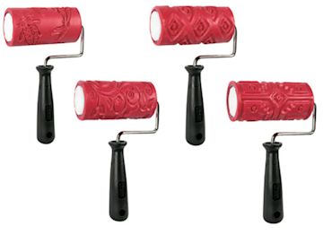 Open in modal - Amaco Clay Texture Rollers - Style 2 Classpack components shown as 4 handles and 4 texture sleeves