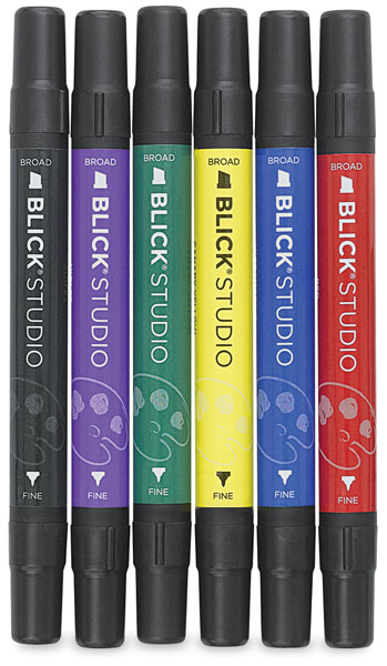 Blick Studio Brush Markers - Assorted Colors, Set of 6