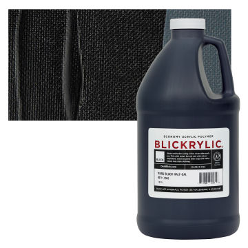 Blickrylic Student Acrylics - Mars Black, Half Gallon bottle and swatch