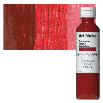Tri-Art Art Noise Permanent Acrylic Gouache - Burnt Scarlet, 120 ml, Bottle with swatch