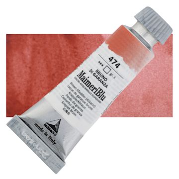 Open in modal - Maimeri Blu Artist Watercolor - Brown Madder Alizarin, 12 ml Tube and swatch