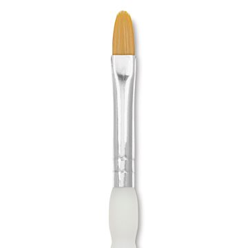 Open in modal - Royal & Langnickel Soft Grip Golden Taklon Brush - Filbert, Short Handle, Size 6, close-up